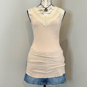 y2k deadstock cream lace trim cami